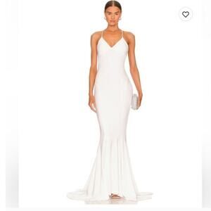 Norma Kamali Low Back Slip Mermaid Fishtail Dress in Snow White Size Large / 40